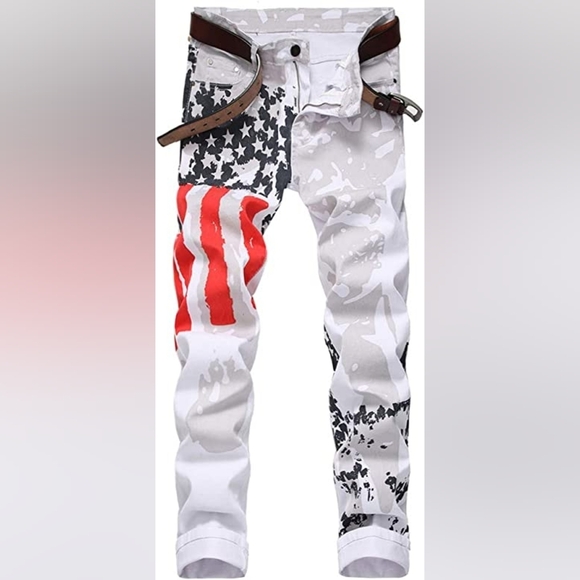 New Mens Painted Designer Slim Fit Jeans Multiple Sizes - Picture 1 of 3